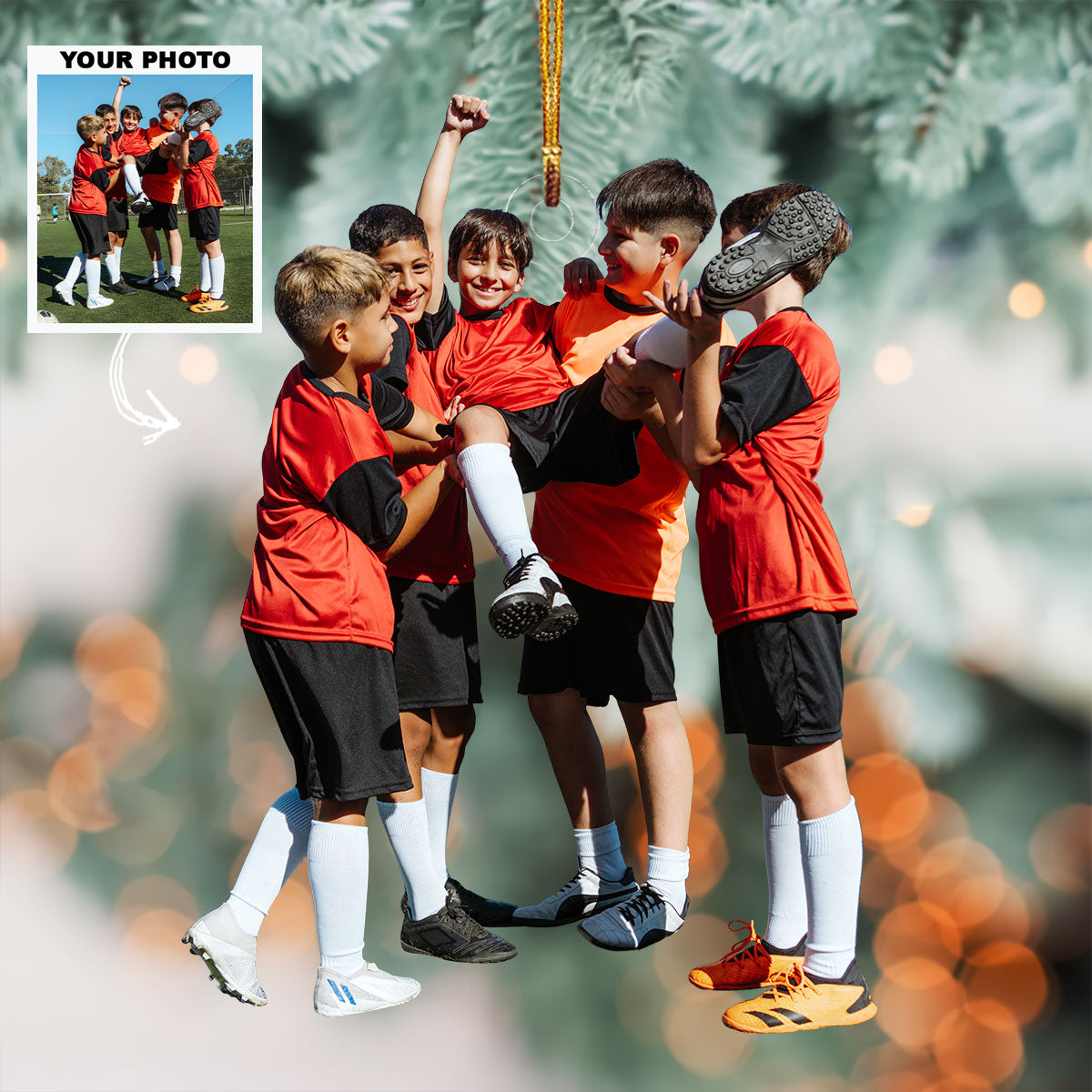 Shooting Stars Personalized Photo Mica Ornament Christmas Gift For Football Players Fo