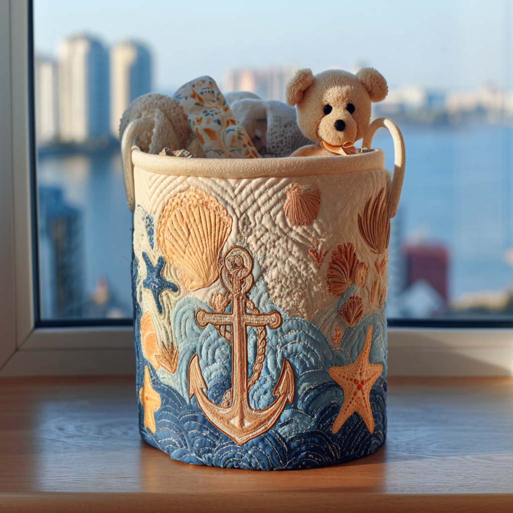 Shoreline Dream View Quilted Laundry Basket Everyday Merch Choice