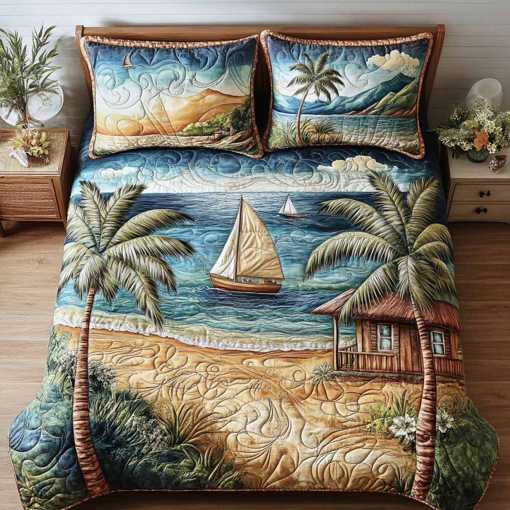 Shoreline Escape Quilted Bedding Set Best Bedspread Set Gifts For Bird Owners