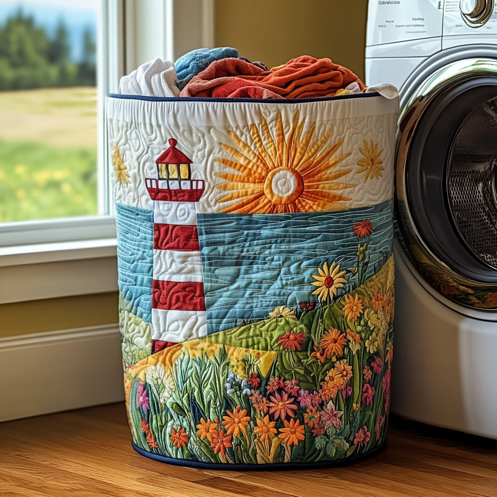 Shoreline Glow Quilted Laundry Basket Perfect Gift For Apartment Living