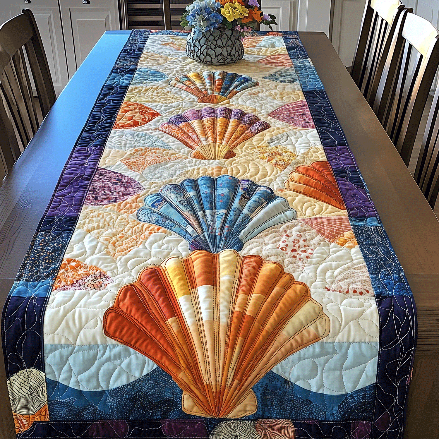 Shoreline Glow Quilted Table Runner Coastal Table Runner Beach Themed Gift Ideas