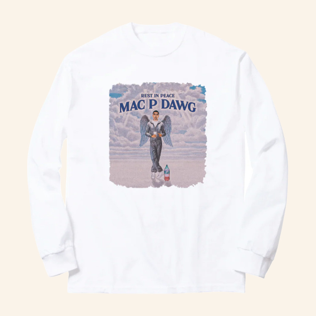 Shoreline Mafia Merch Ohgeesy Geezyworld Long Sleeve T-Shirt Mac P Angel Shirt White