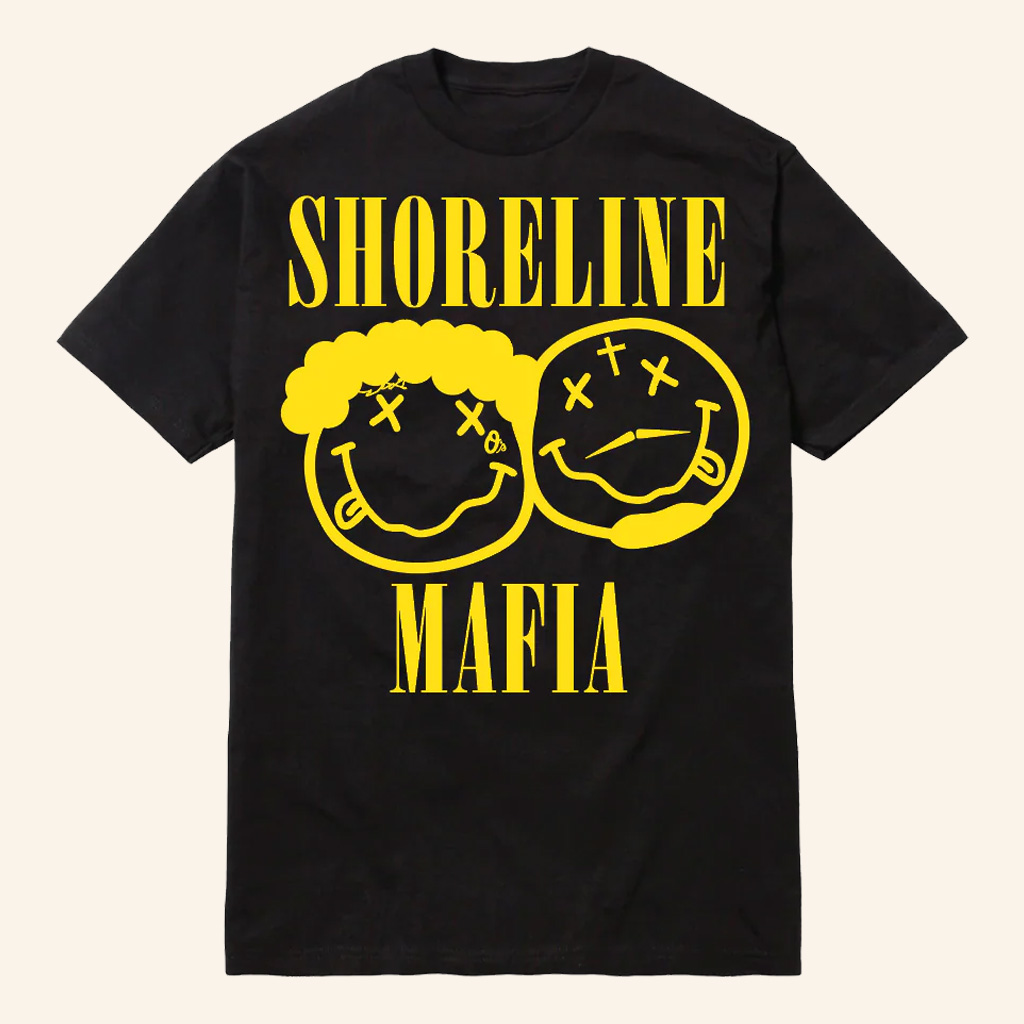 Shoreline Mafia Merch Shoreline Mafia Smile Black T-Shirt Hip Hop Lover Gifts