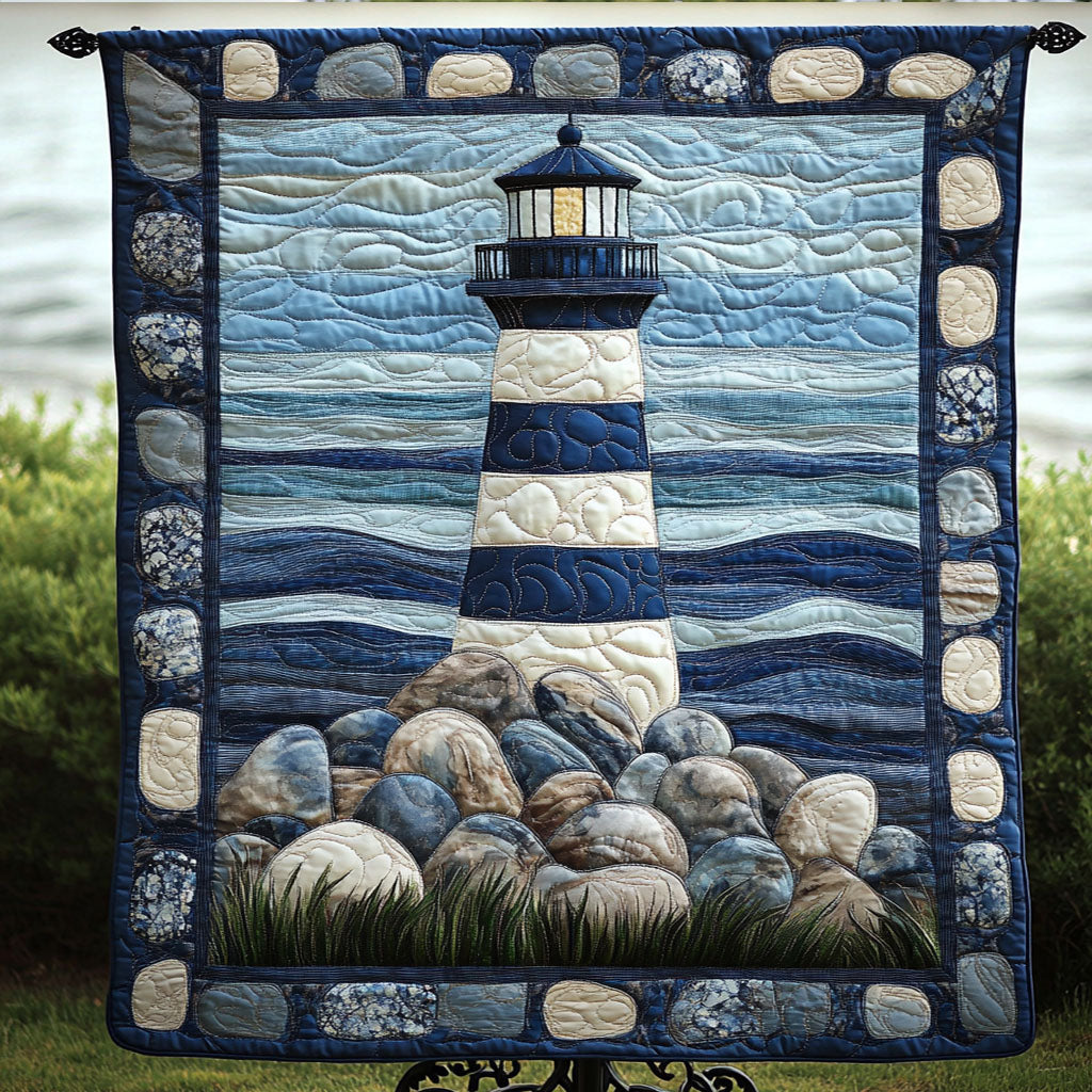 Shoreline Sentinel Quilted Blanket Bedroom Xmas Decor Lighthouse Gift Ideas For Her