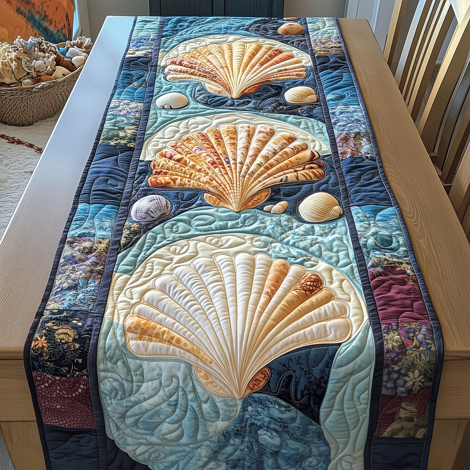 Shoreline Serenity Quilted Table Runner Beach Table Runner Gift Ideas For Beach Lovers