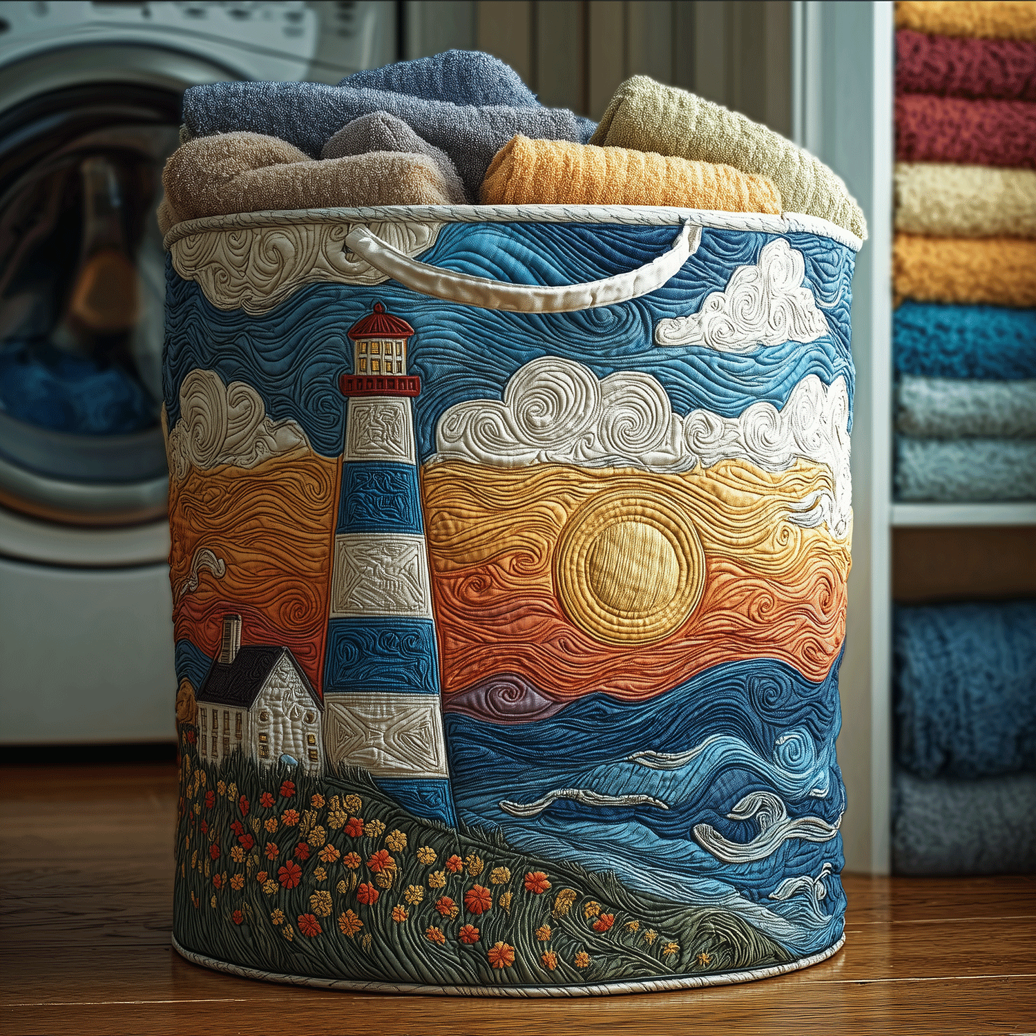 Shoreline Spirit Quilted Laundry Basket Great Stocking Stuffer