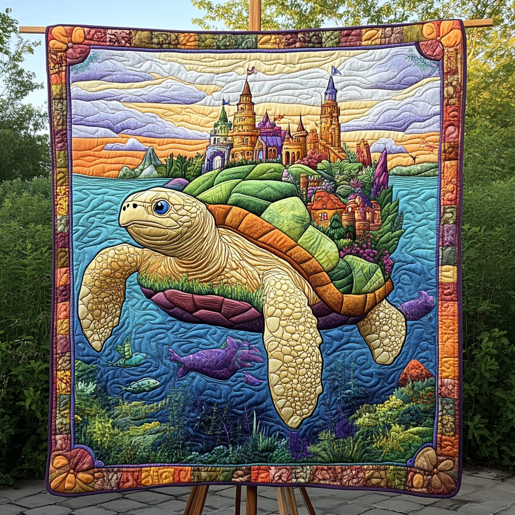 Shoreline Turtle Haven Quilted Blanket Unique Gifts For Turtle Lovers