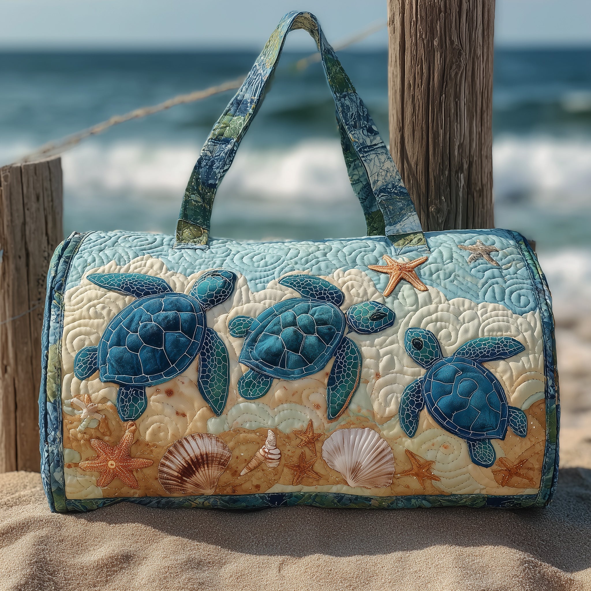 Shoreline Wanderer Quilted Duffle Bag Anniversary Gift Idea