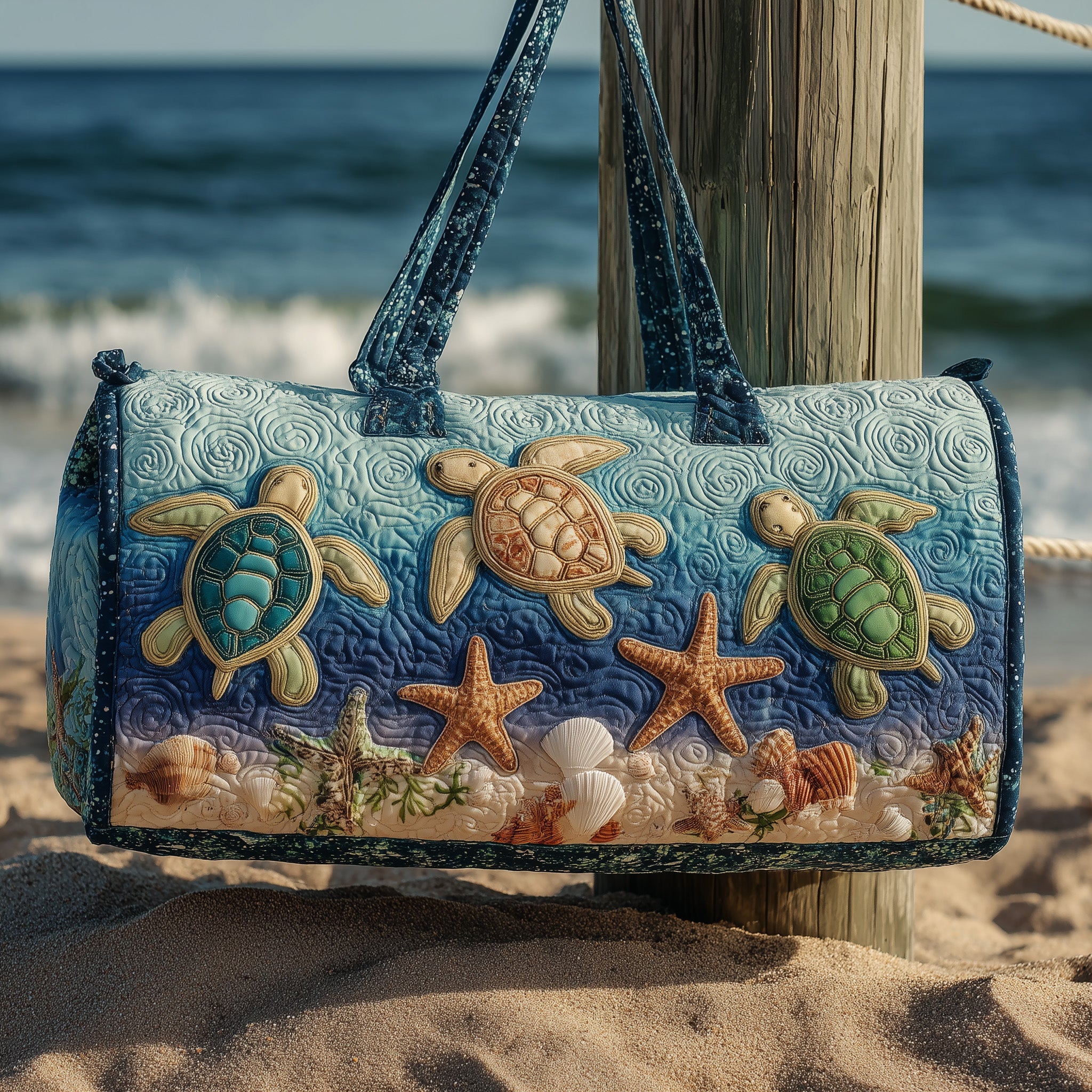 Shoreline Wanderer Quilted Duffle Bag Everyday Gift Idea