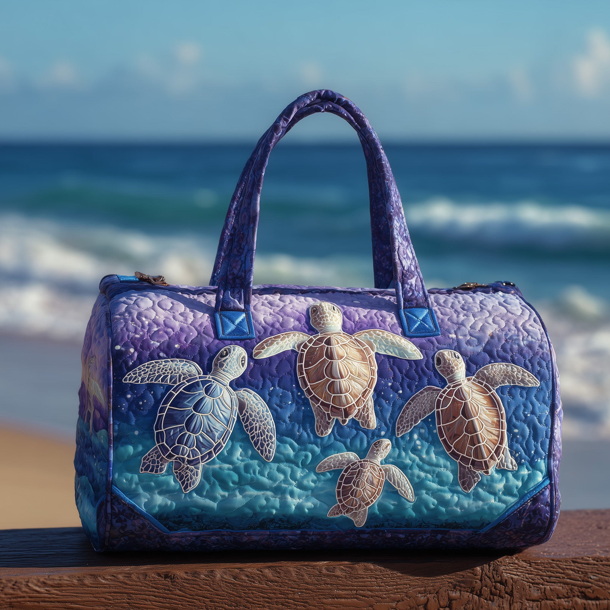 Shoreline Wanderer Quilted Duffle Bag Fall Gift Choice