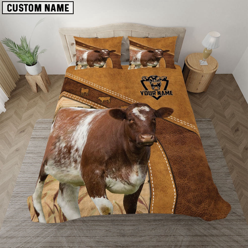 Shorthorn Cattle Customized Bedding Set Farmhouse Bedding Set Couple Gifts