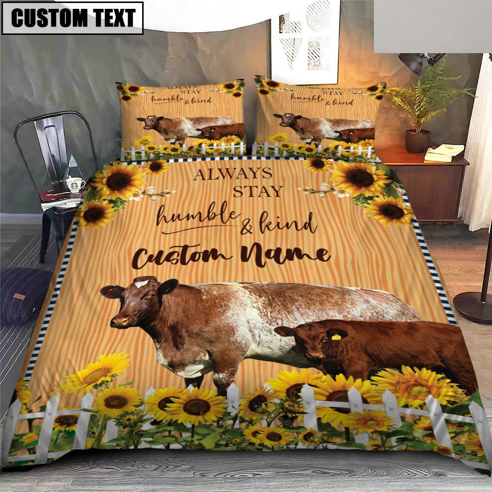 Shorthorn Stay Humble And Kind Custom Bedding Set Farmhouse Bedding Set Couple Gifts
