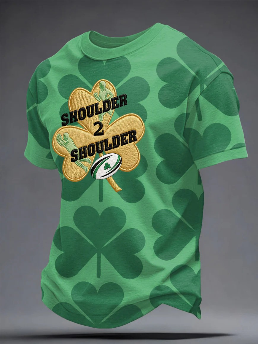 Shoulder 2 Shoulder Irish Rugby Shamrock T-Shirt St Patricks Day Fan Gear Best Gift For All Rugby Fans