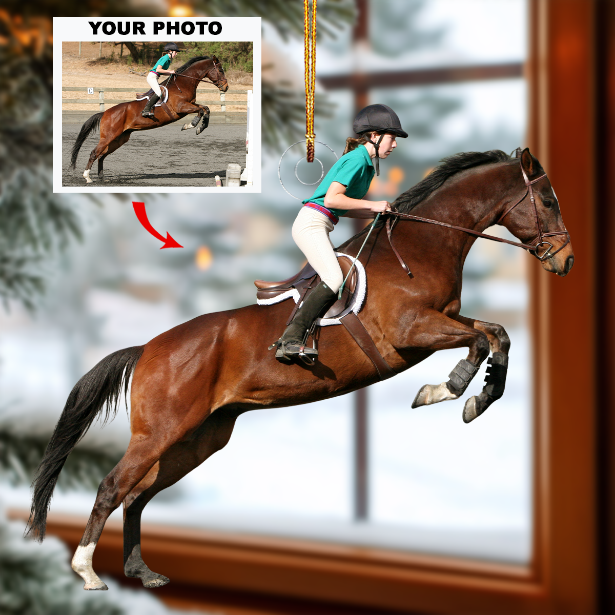 Show Jumping Personalized Photo Mica Ornament Gift For Rodeo Lovers Rodeo Players