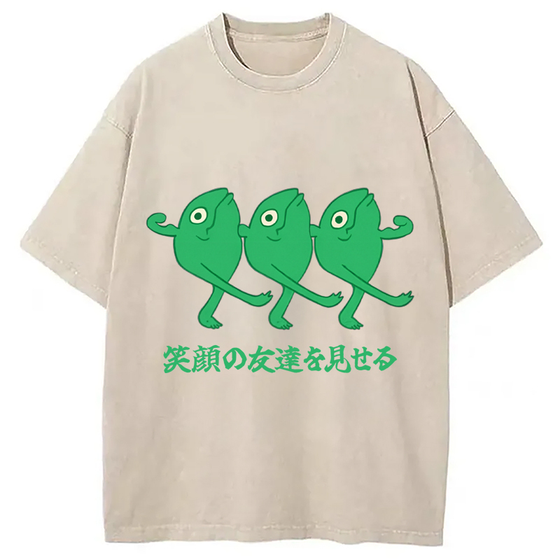 Show Your Smiling Washed T-Shirt Casual Oversized Outfit Style Gifts For Him