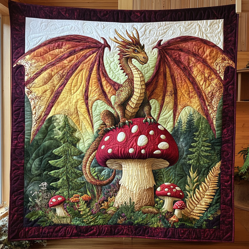 Shroom Dragon Quilt Premium Quilt Blanket for Family and Guests