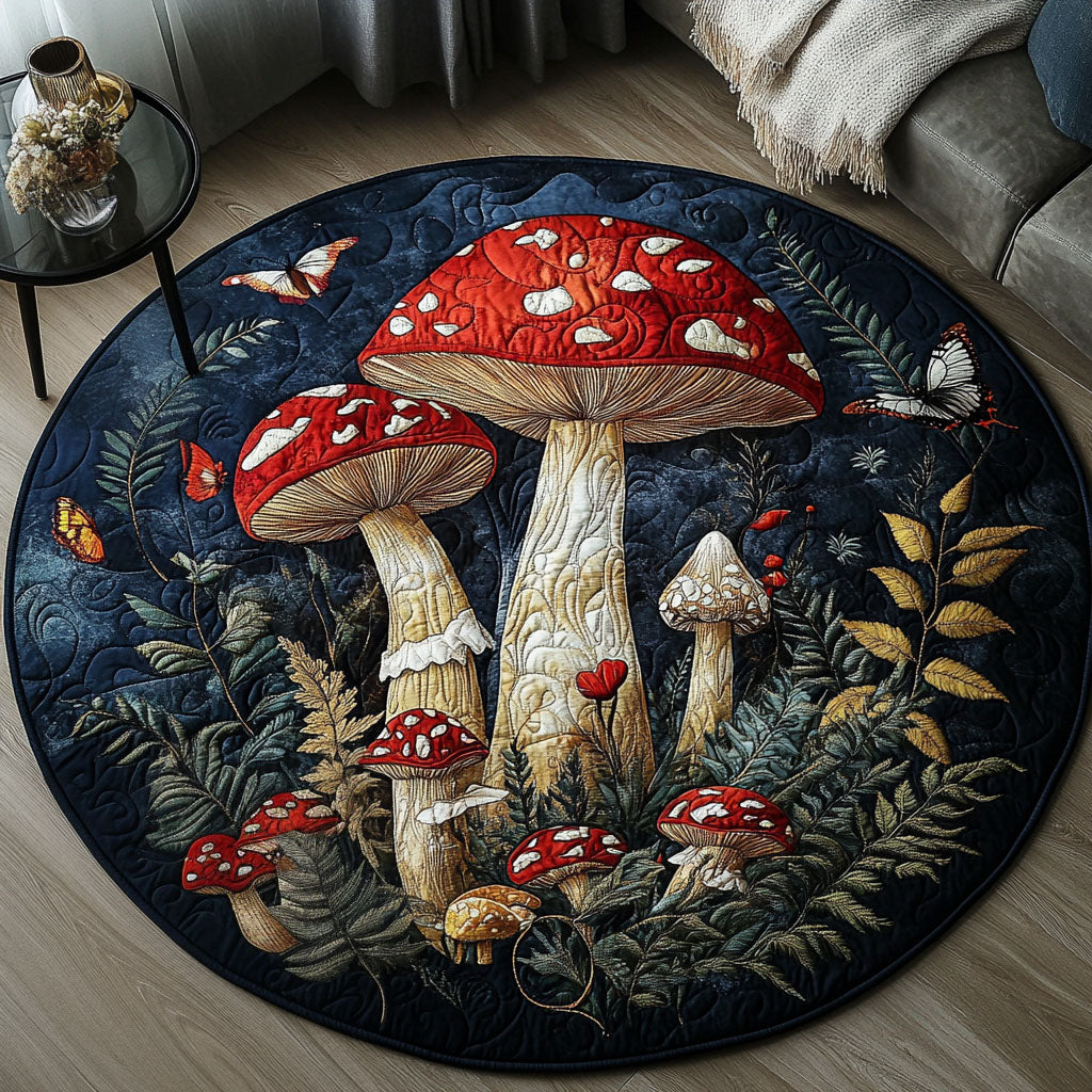Shroomy Secret Garden Quilted Round Mat Home Front Door Design Nanna Christmas Gifts