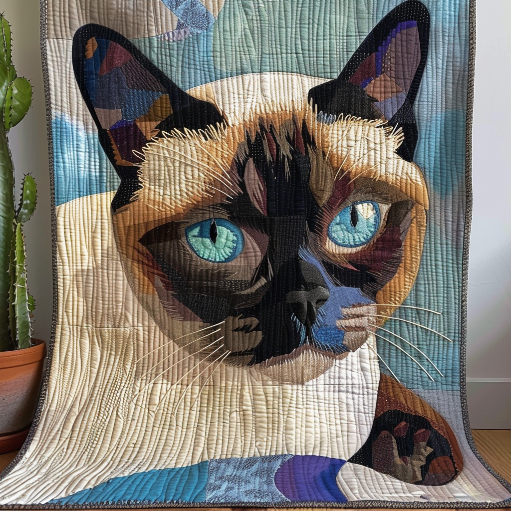 Siamese Cat Dreams Quilted Blanket Winter Decor Blanket Unique Elephant Themed Gifts