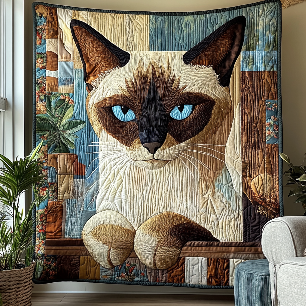 Siamese Cat Garden Quilted Blanket Cool Throw Blanket Gift Items For Elephant Lovers