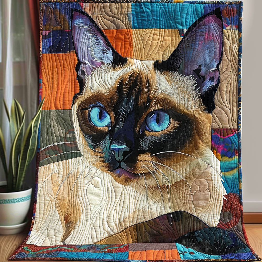 Siamese Cat Starlight Quilted Blanket Holiday Throw Blanket Present Ideas For Cat Lovers