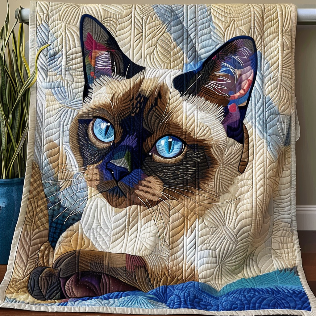 Siamese Cat Whispers Quilted Blanket Best Throw Blanket Best Unique Gifts For Elephant Lovers