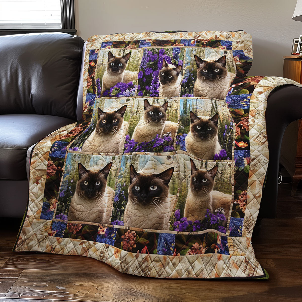 Siamese Cats Quilt Blanket Best Throw Blanket Unique Gifts For Cat Onwers
