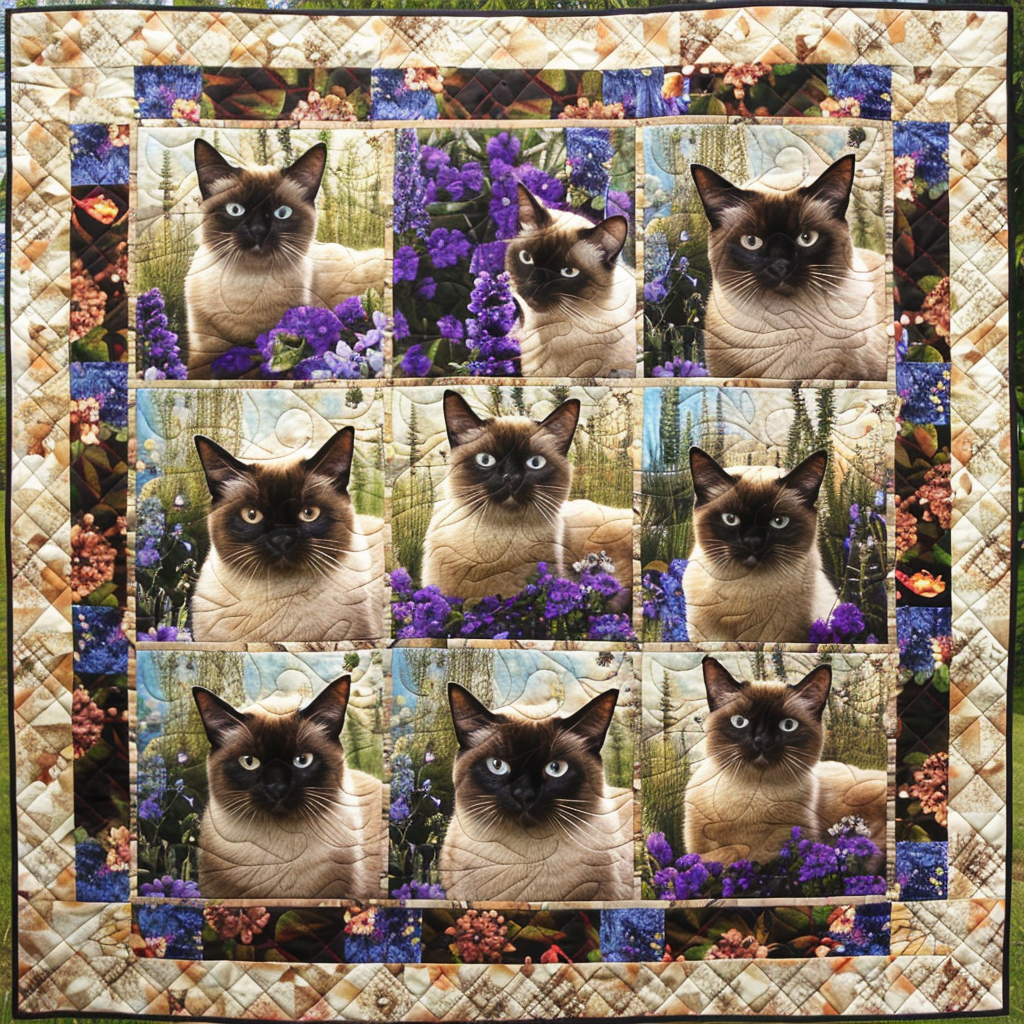 Siamese Cats Quilt Blanket Best Throw Blanket Unique Gifts For Cat Onwers