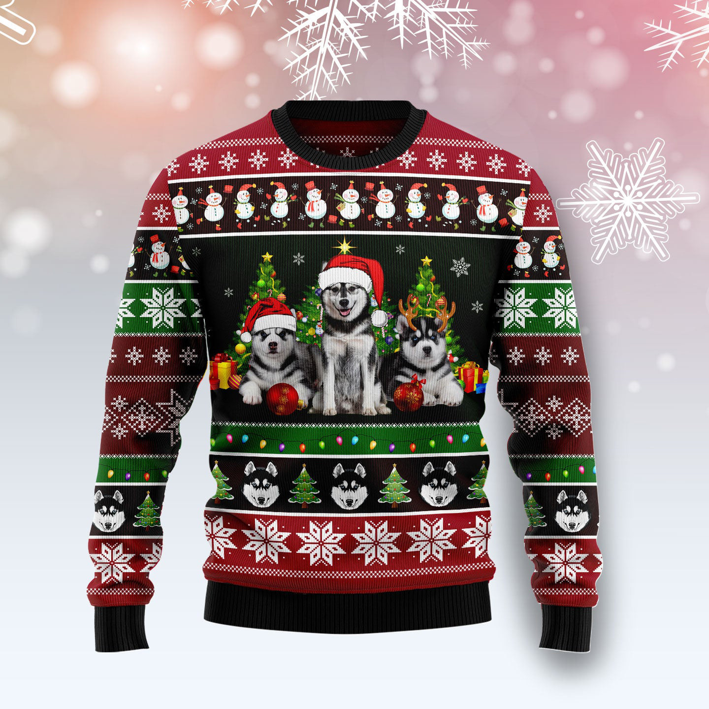 Siberian Husky Group Beauty Ugly Christmas Sweater Holiday Clothing Dog Gifts For Dog Lovers