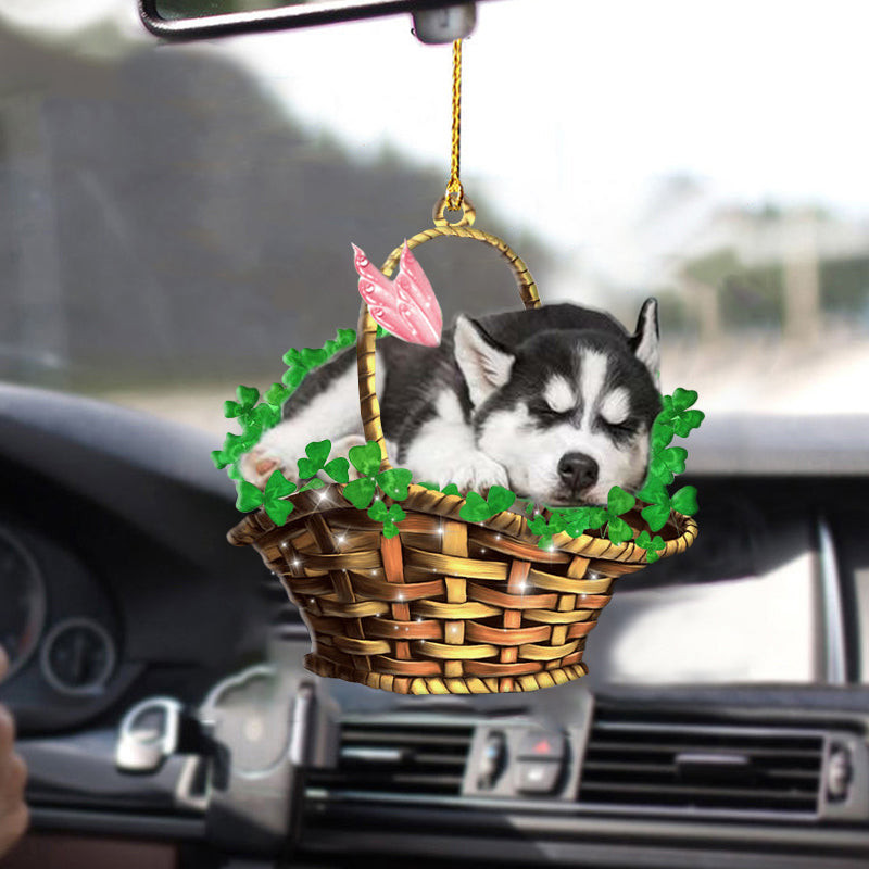 Siberian Husky Sleeping Lucky Fairy Dog Two Sided Ornament