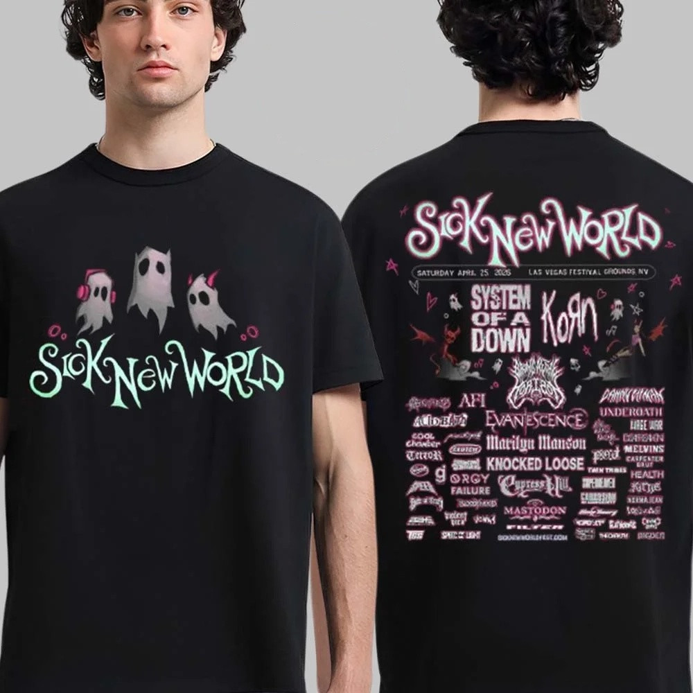 Sick New World 2026 Las Vegas Festival Merch Lineup Ghosts T-Shirt Gift For Boyfriend
