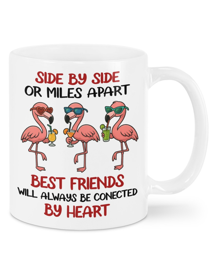 Side By Side Or Miles Apart Best Friends Will Always Be Connected By Heart Mug Gift For Best Friends