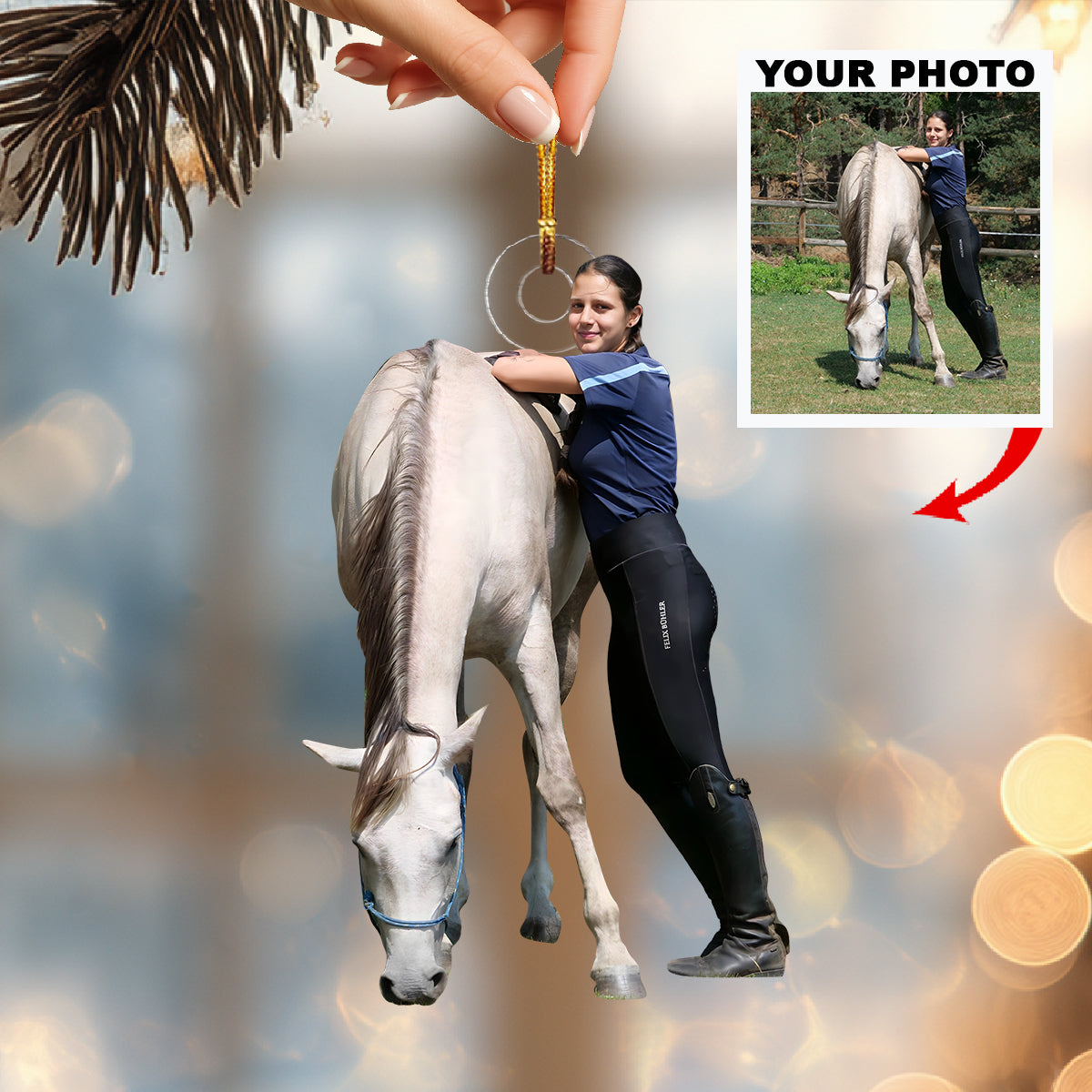 Side By Side Personalized Photo Mica Ornament Christmas Gift For Horse Lovers