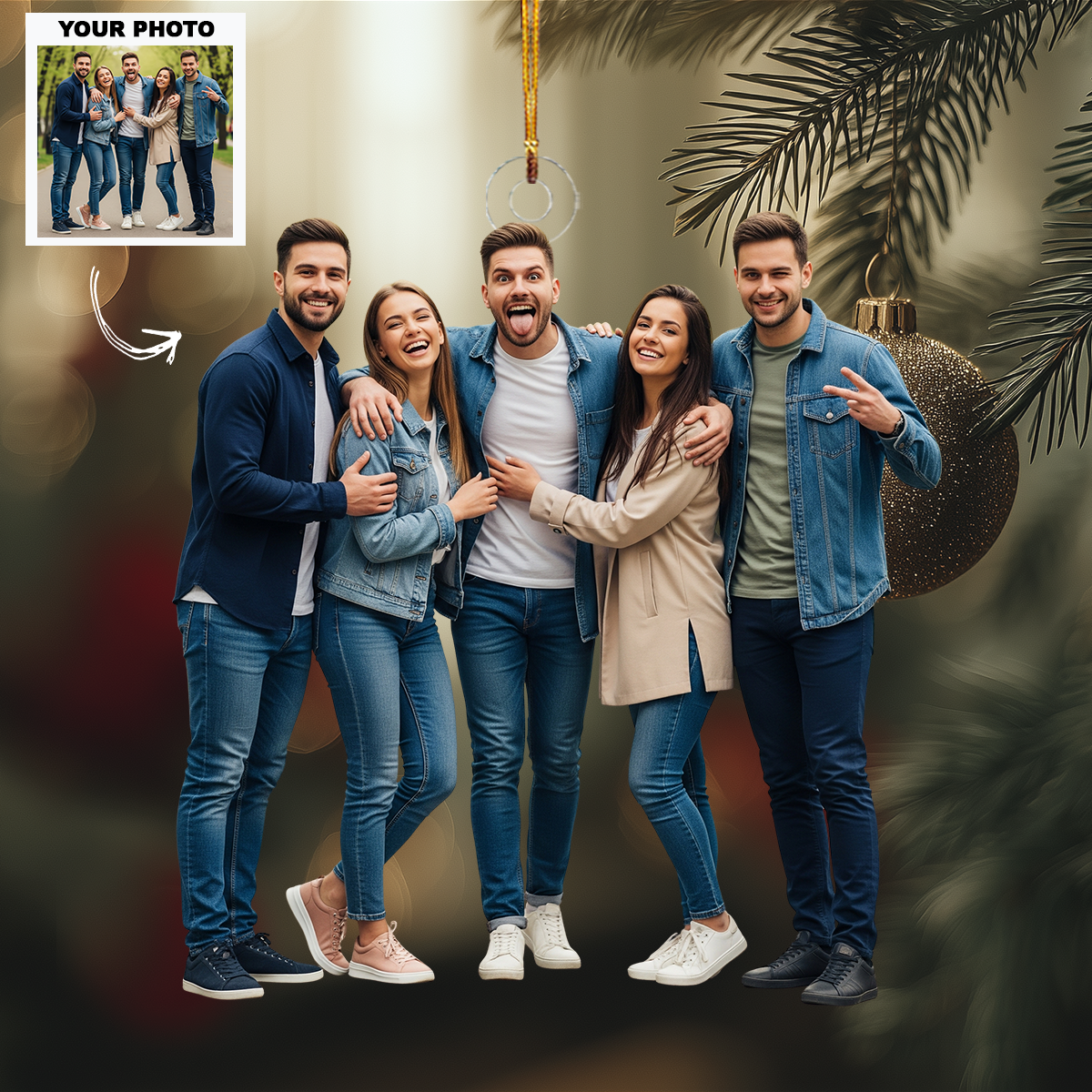 Side By Side Personalized Photo Mica Ornament Customized Your Photo Ornament Christmas