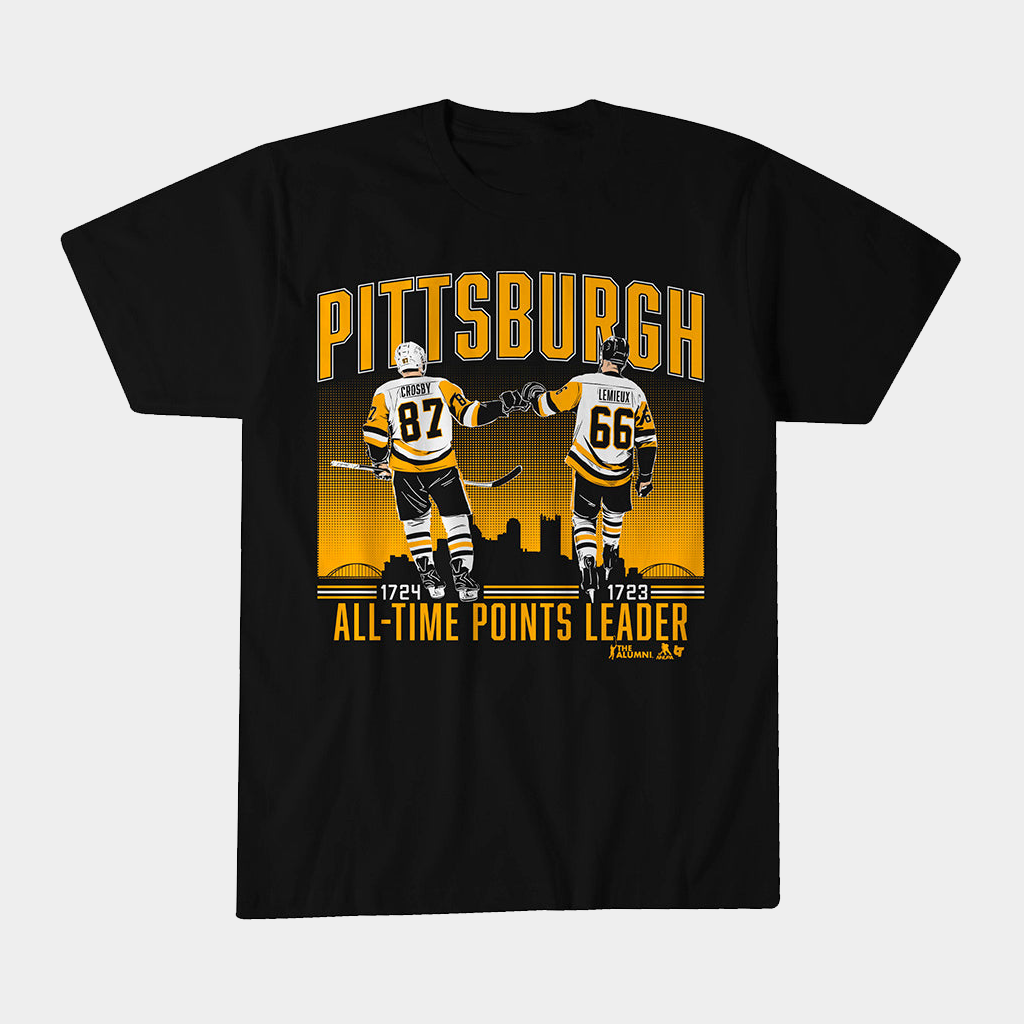 Sidney Crosby And Mario Lemieux Pittsburgh Penguins All Time Points Leader T-Shirt