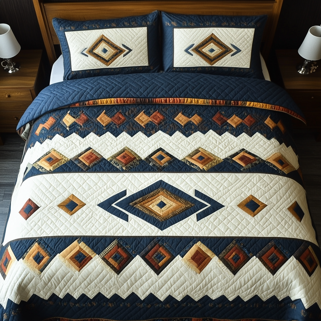 Sierra Lines Quilted Bedding Set Holiday Season Duvet Cover Set Native American Mom Gift ideas