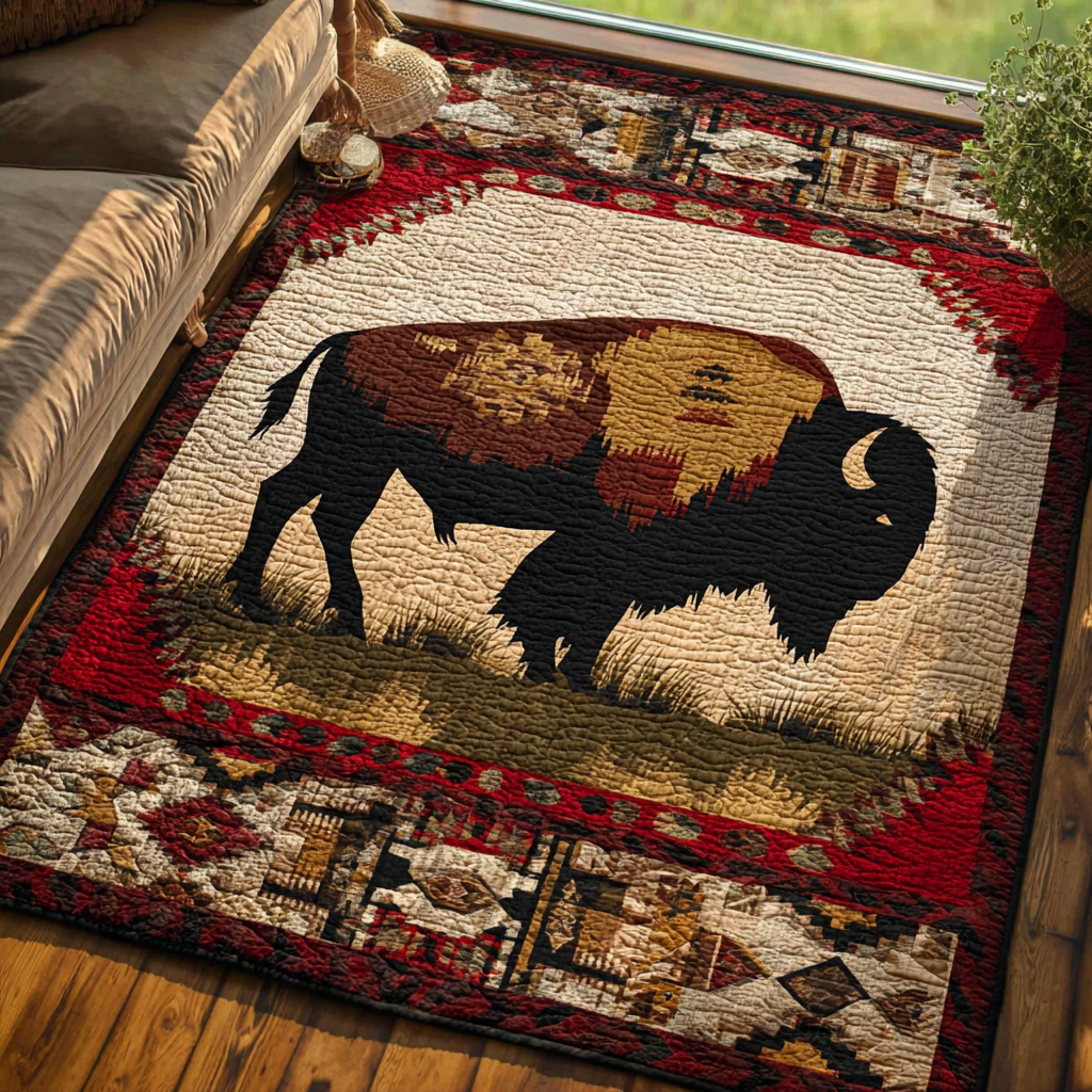 Silent Bison Area Rug Dining Room Decor Bison Themed Gifts