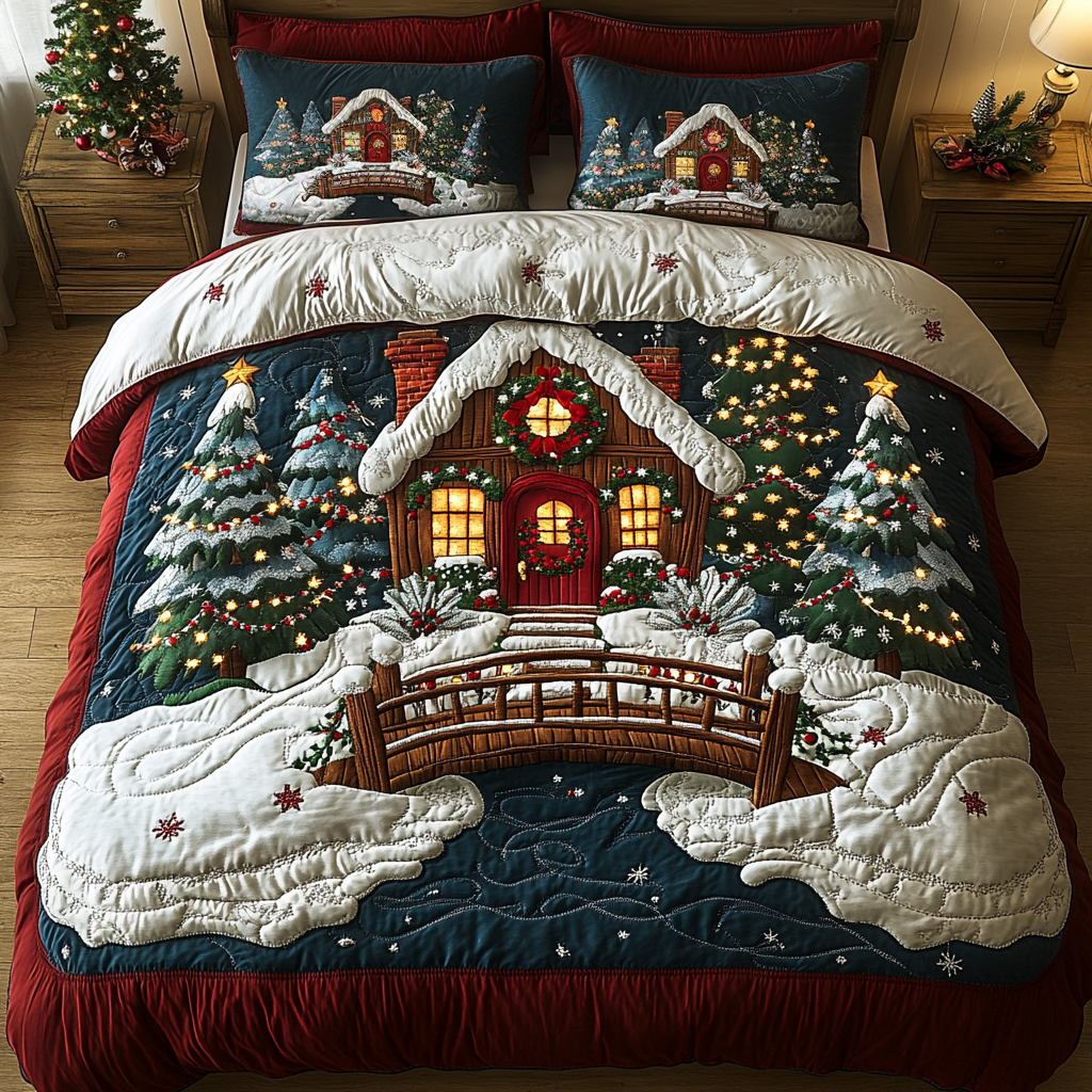 Silent Cabin Quilted Bedding Set Best Holiday Duvet Covers Christmas Gift Ideas For Her