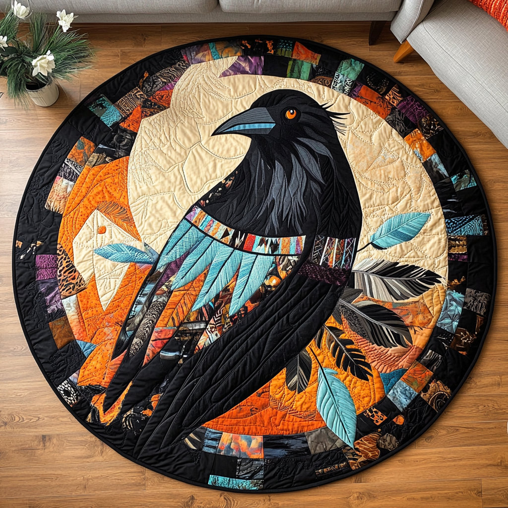Silent Crow Quilted Round Mat Foyer Christmas Decor Best Christmas Presents For Grandma