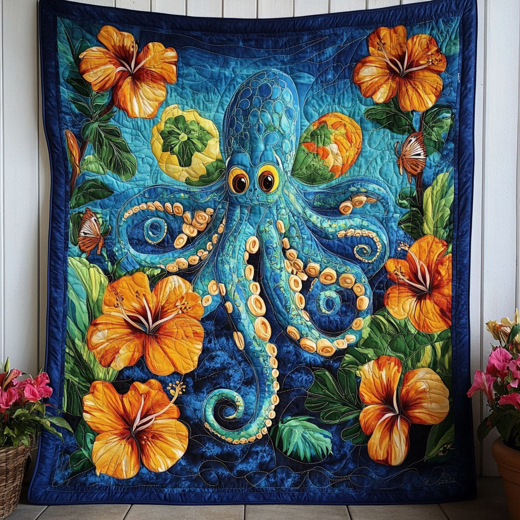 Silent Curls Quilted Blanket Christmas Room Decor Unique Octopus Gifts