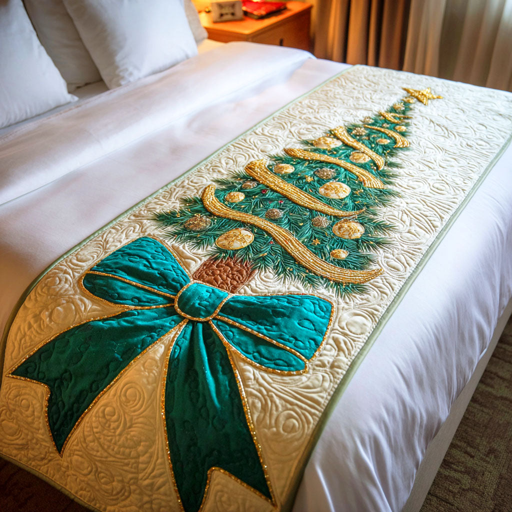 Silent Evergreen Quilted Bed Runner Christmas Decorations Best Christmas Gifts