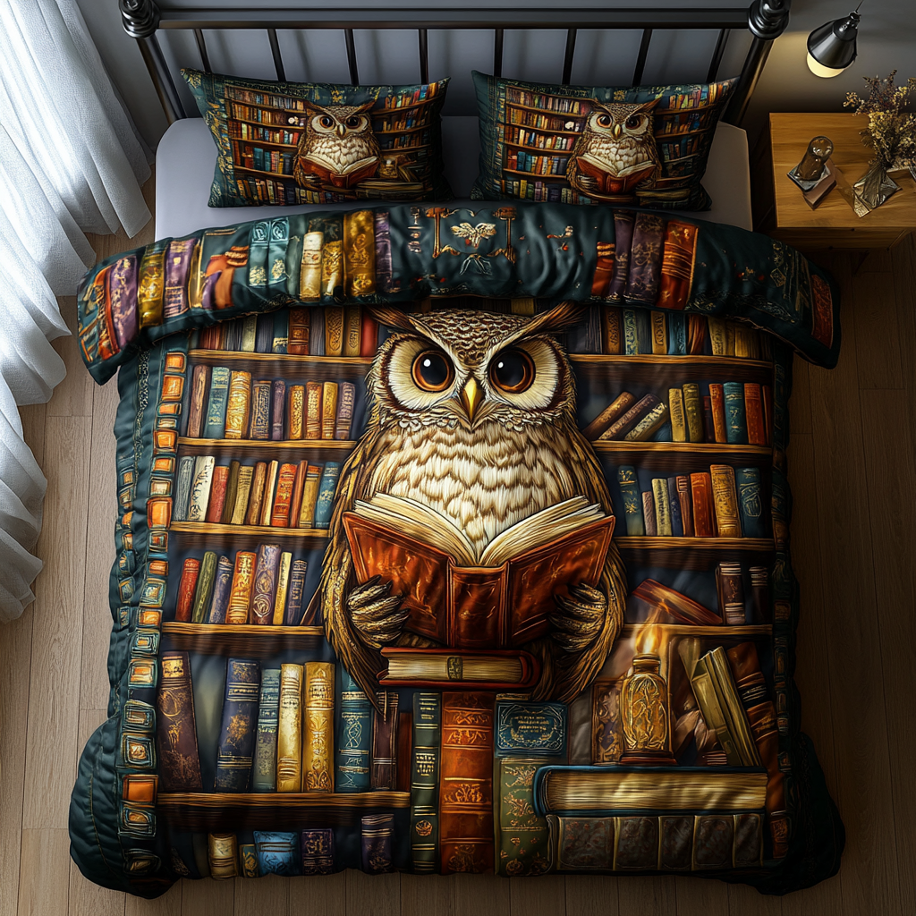 Silent Flight Quilted Bedding Set Cool Bedroom Decor Owl Christmas Presents
