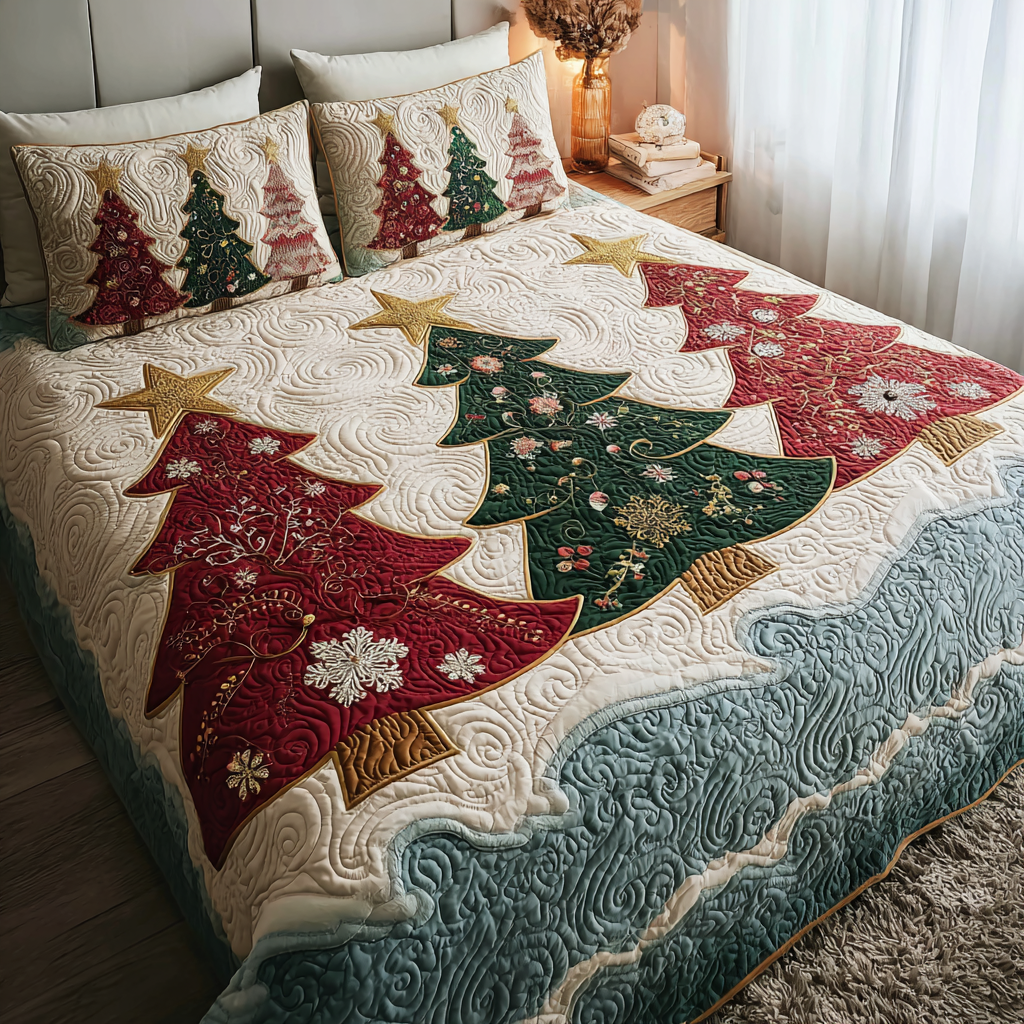 Silent Forest Quilted Bedding Set Holiday Duvet Sets Best Christmas Gifts For Mom