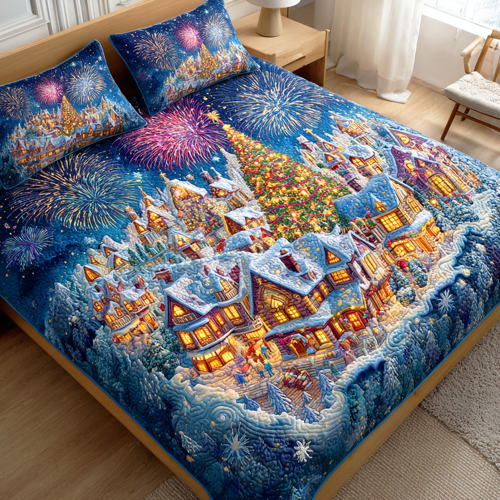 Silent Frost Night Quilted Bedding Set Holiday Duvet Cover Set Best Family Presents For Christmas