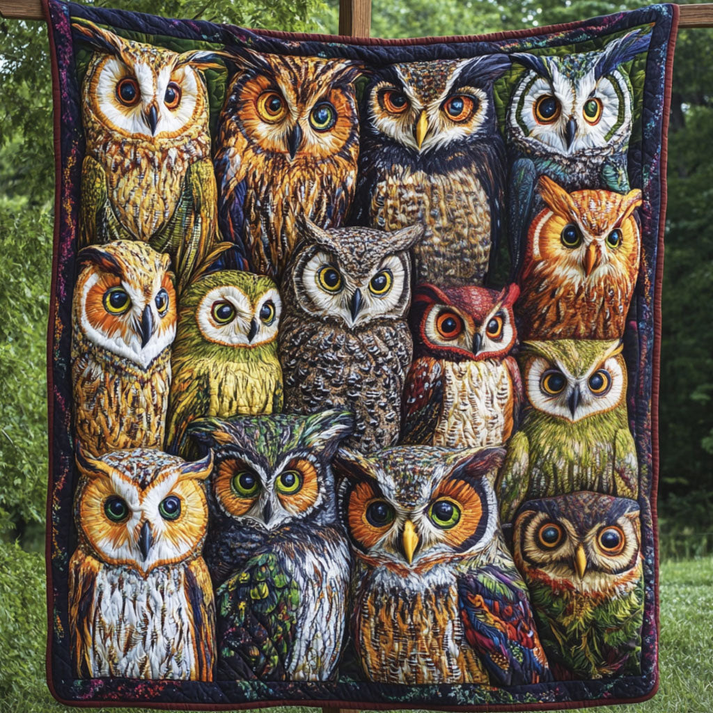 Silent Guardians Quilted Blanket Christmas Room Decor Owl Gifts For Men