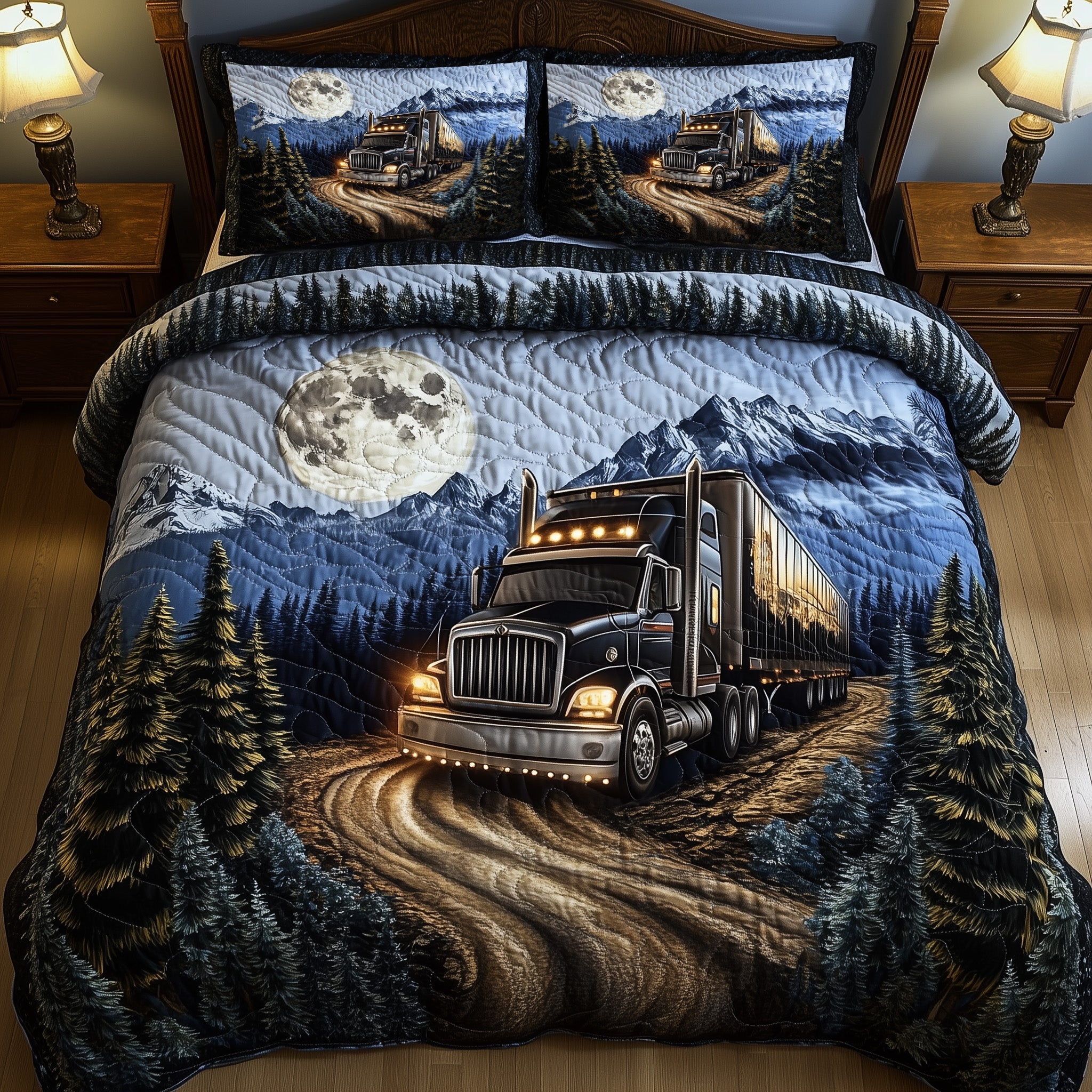 Silent Highway Giant Quilted Bedding Set Duvet Cover Bedspread Tractor Gifts For Dad Farmers