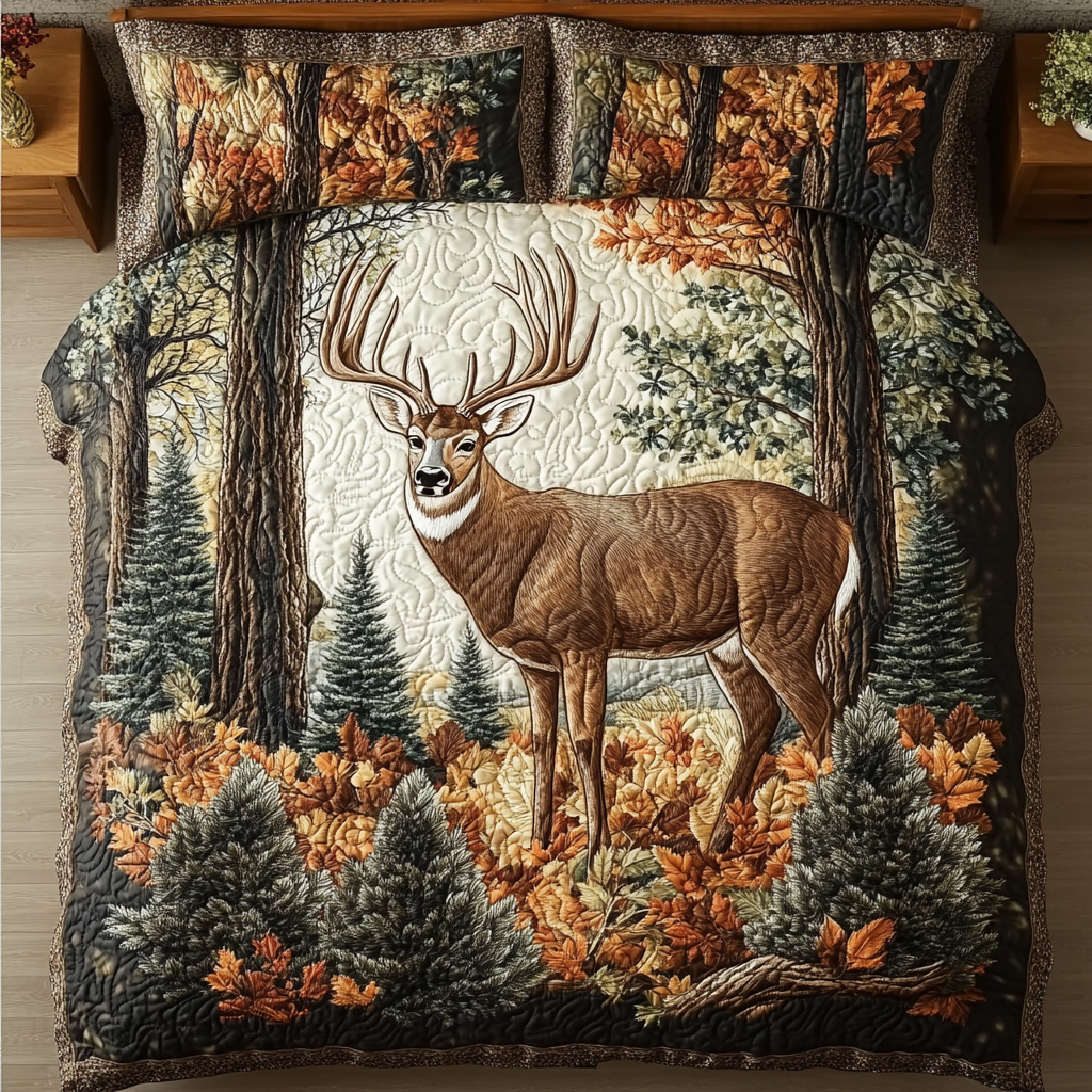 Silent Journey Quilted Bedding Set Cute Bedroom Decor Great Gifts For Deer Hunters