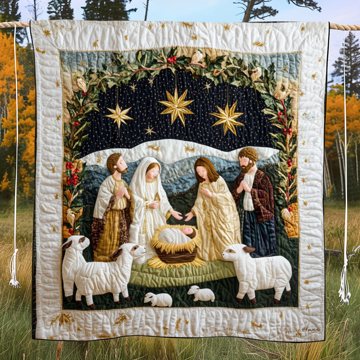 Silent Night Quilted Blanket Christian Christmas Gifts