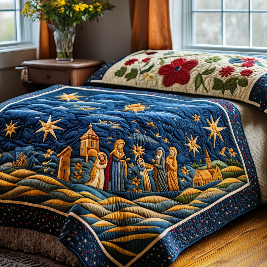 Silent Night Quilted Blanket Religious Christmas Gifts