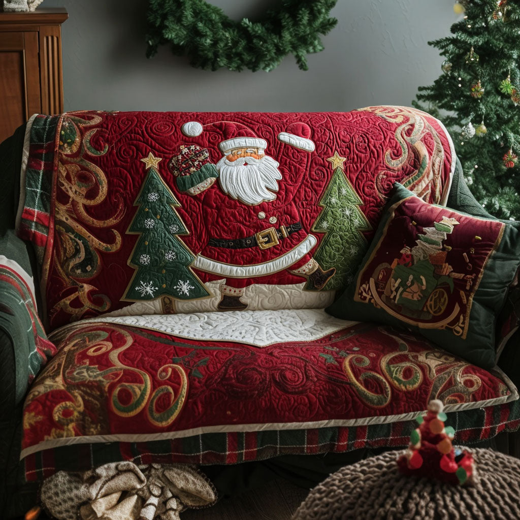 Silent Night Quilted Sofa Cover Christmas Living Decor Gifts For Family
