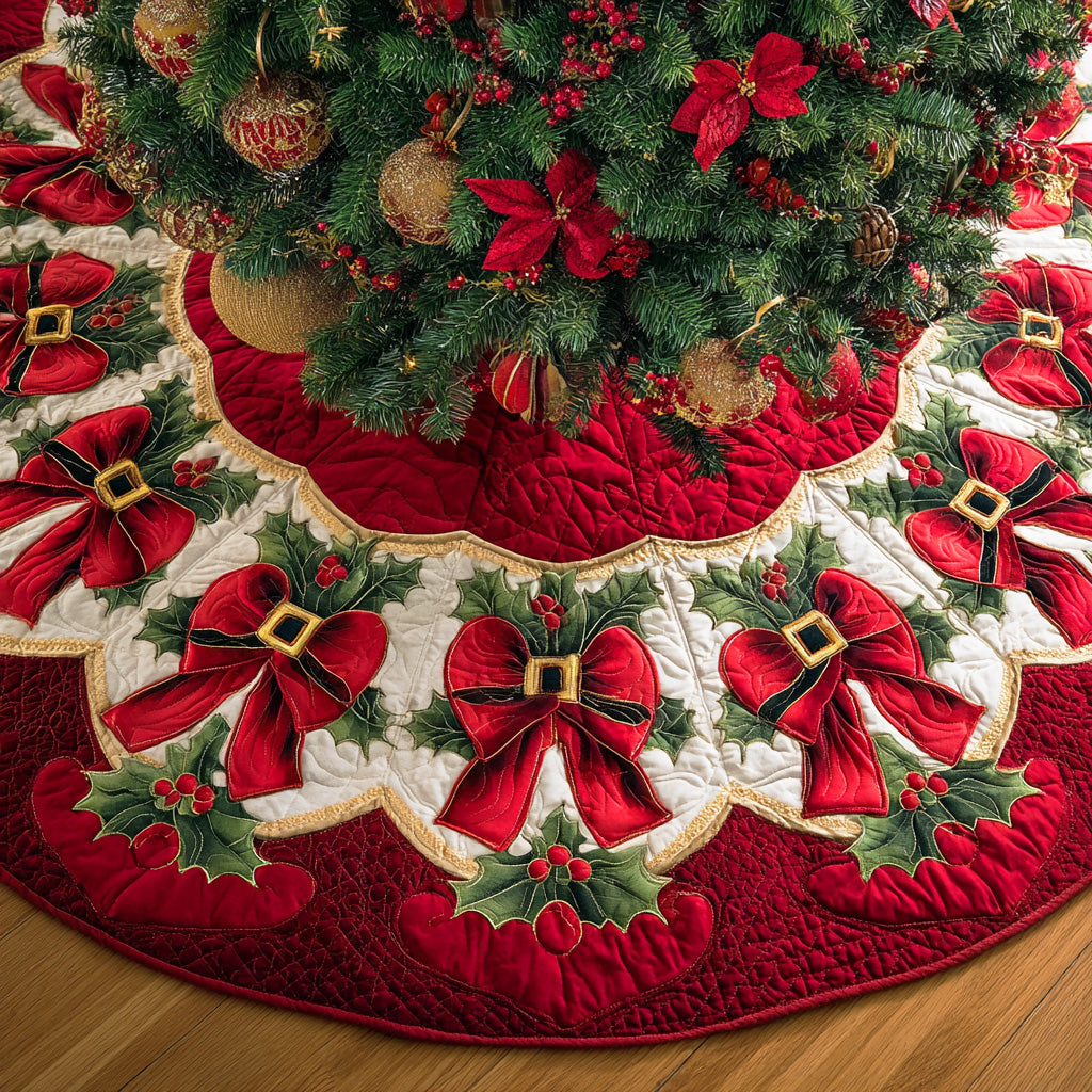 Silent Night Spark Christmas Quilted Tree Skirt Decorative Quilted Tree Skirt to Protect Your Floor